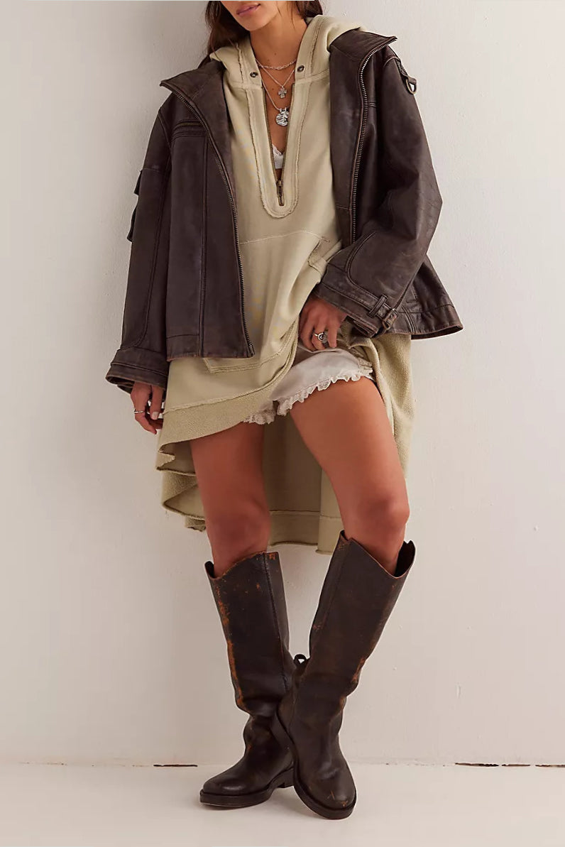 Casual Loose High Low Hem Hoodie*