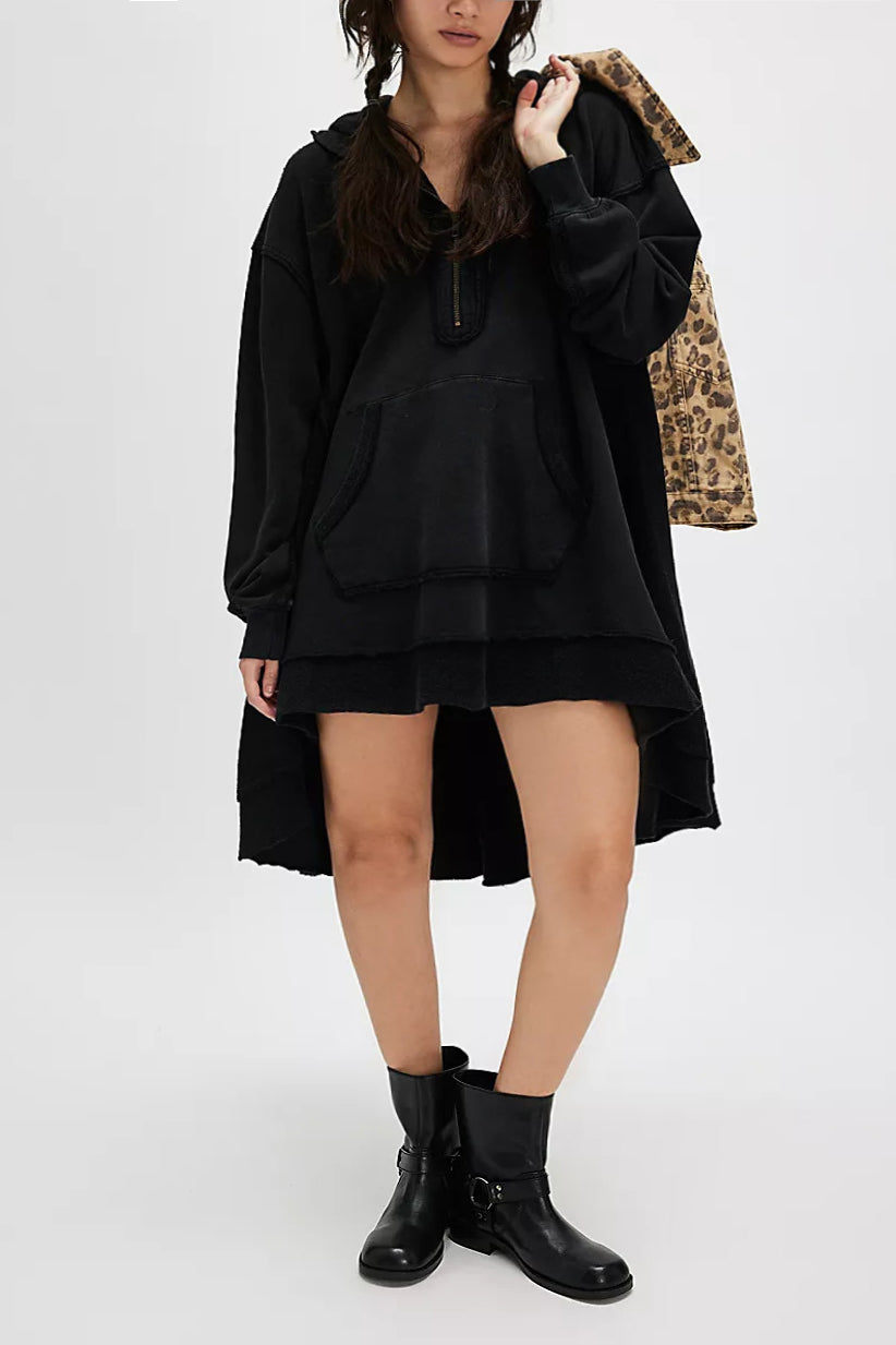 Casual Loose High Low Hem Hoodie*