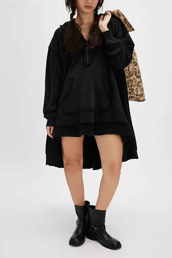 Casual Loose High Low Hem Hoodie*