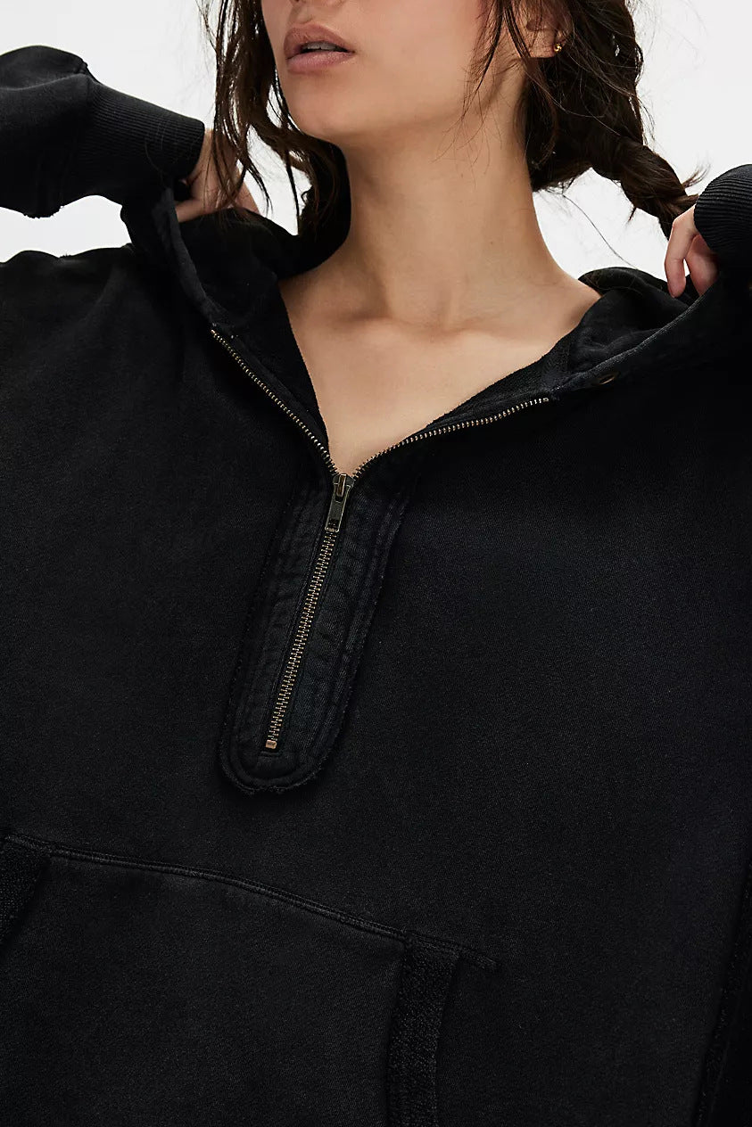 Casual Loose High Low Hem Hoodie*