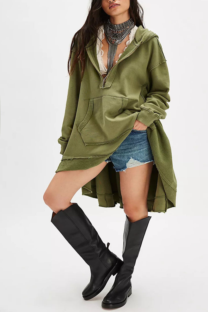 Casual Loose High Low Hem Hoodie*