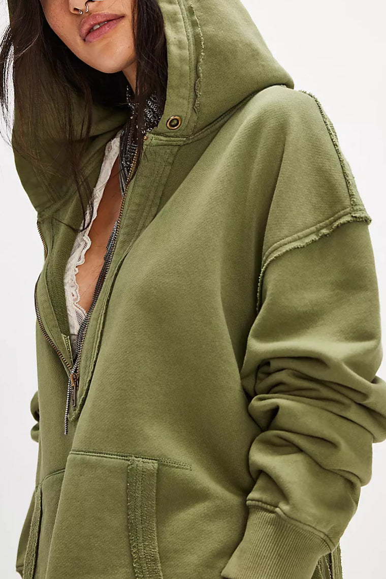 Casual Loose High Low Hem Hoodie*