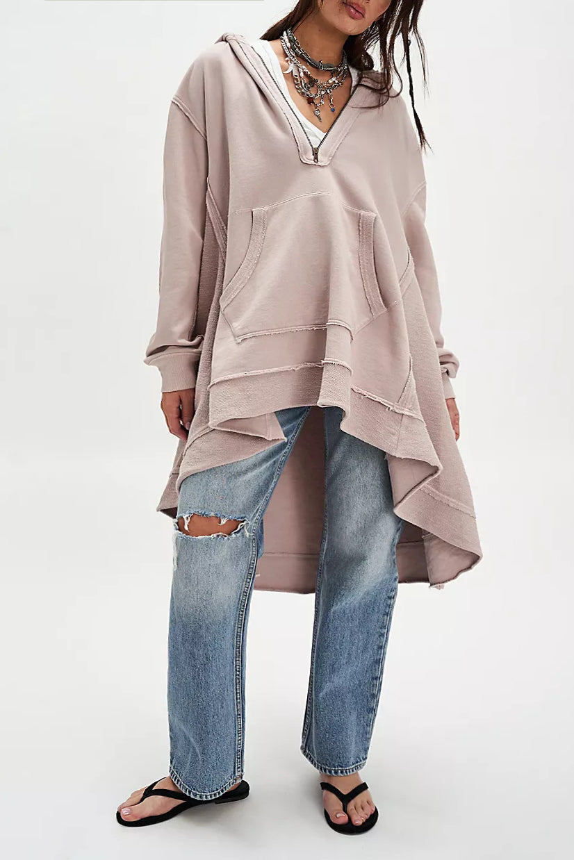 Casual Loose High Low Hem Hoodie*