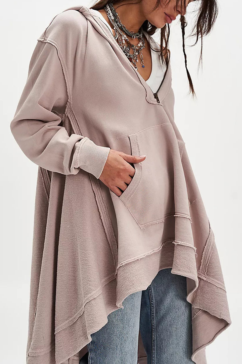 Casual Loose High Low Hem Hoodie*