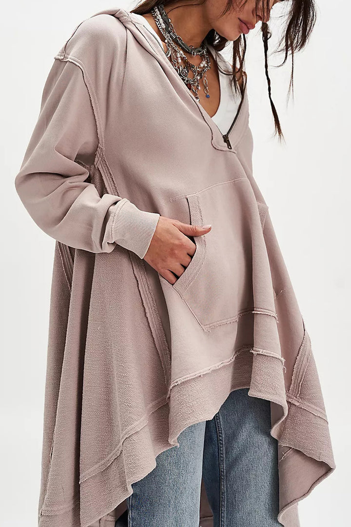 Casual Loose High Low Hem Hoodie*