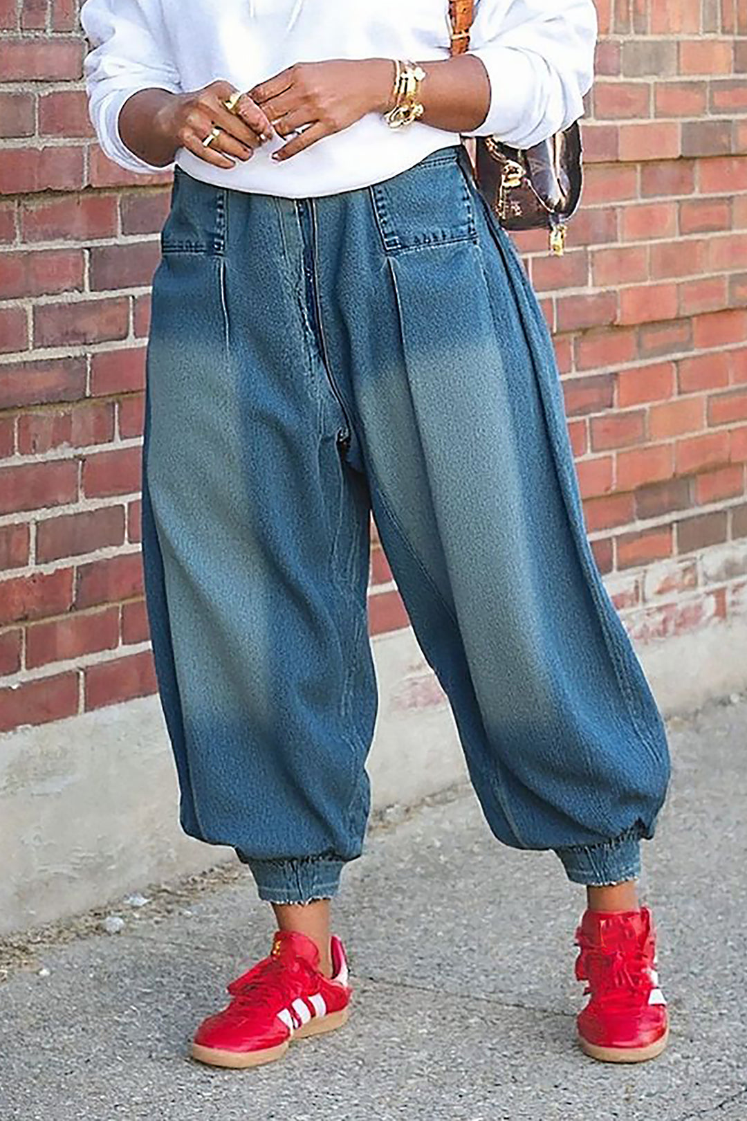 Casual Washed Harem Lantern Jeans*