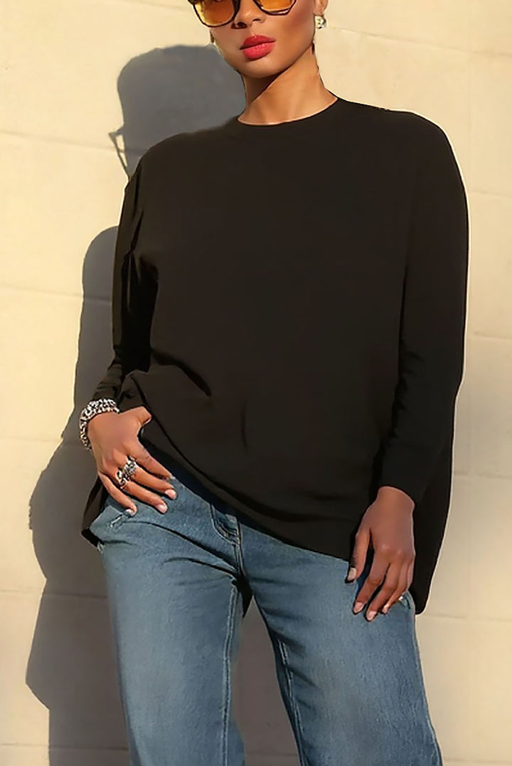 Basic Solid Round Neck Mid Length Top*