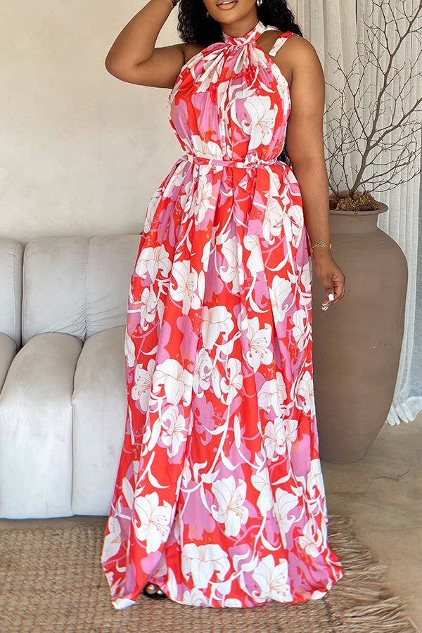 Leisurely Chic Tropical Print Maxi Dress