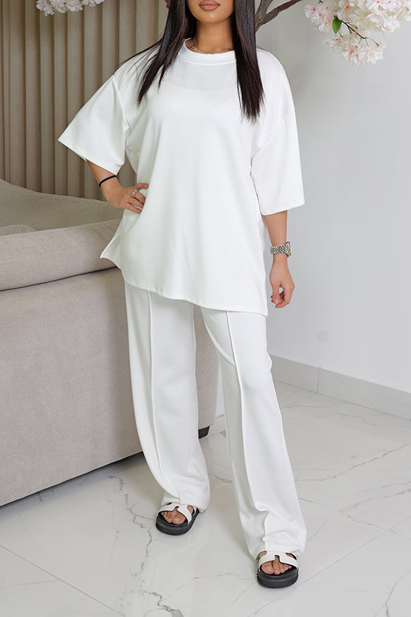Casual Round Neck Top & Pants Set