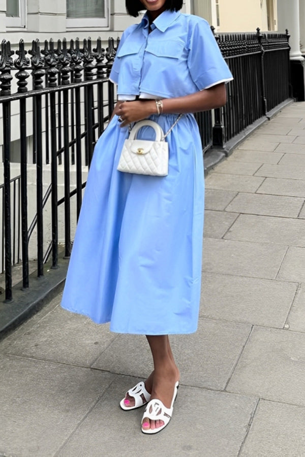 CasualTwo Tone Crop Top & Skirt Set