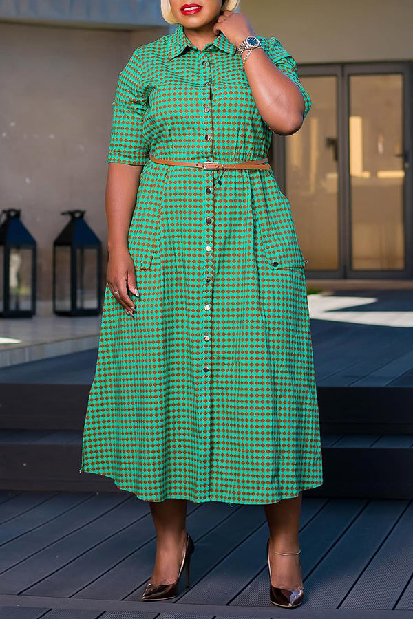 Vintage Slant Pocket Midi Dress