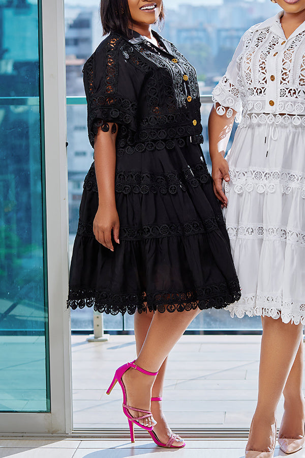 Elegant Lace Top & Layered Ruffle Skirt Set