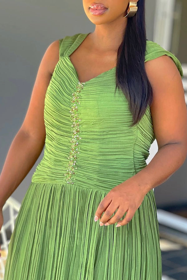 Vintage Pleated A-line Dress