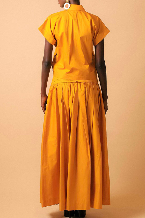 Chic Batwing Sleeve Shirt & Skirt Set