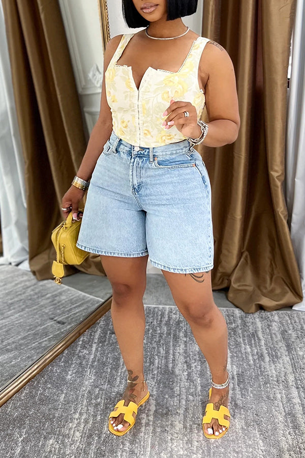 Casual High Waisted Wide Leg Shorts