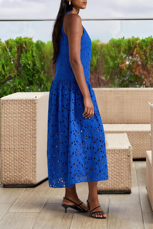 Chic Keyhole Back Zip Sleeveless Dress