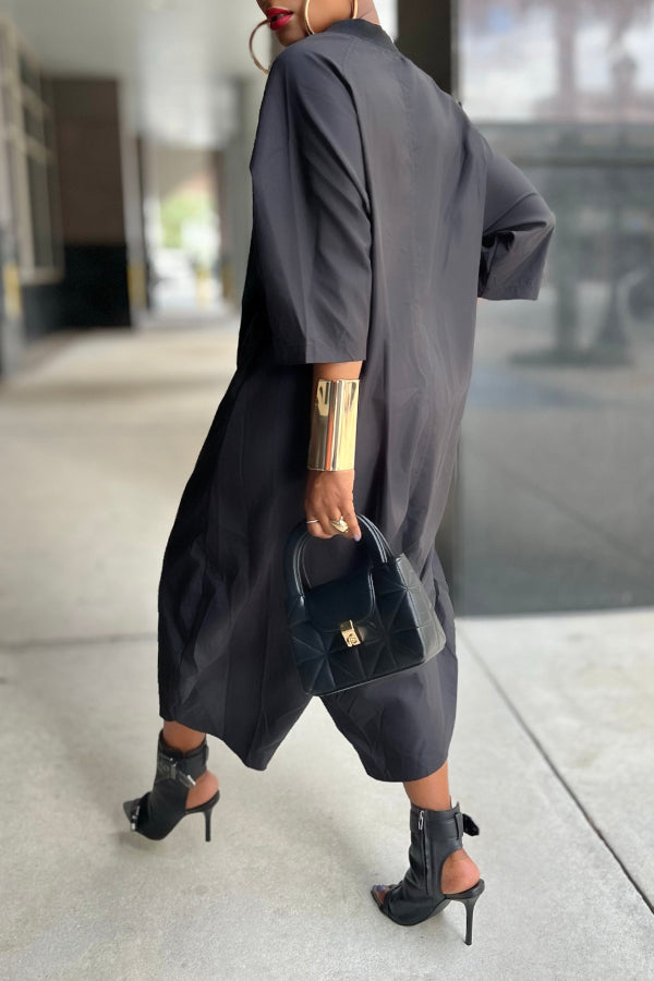 Casual Solid Batwing Sleeves Drop Crotch Jumpsuit