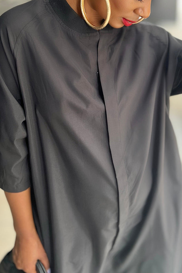 Casual Solid Batwing Sleeves Drop Crotch Jumpsuit