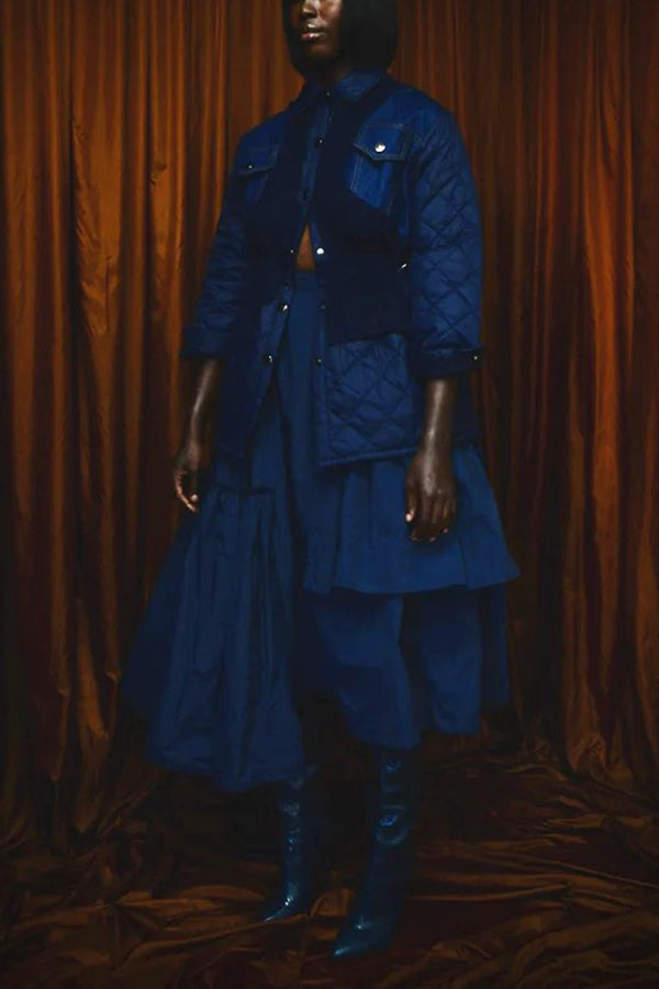 Stylish Button Up Jacket & Asymmetric Skirt Set