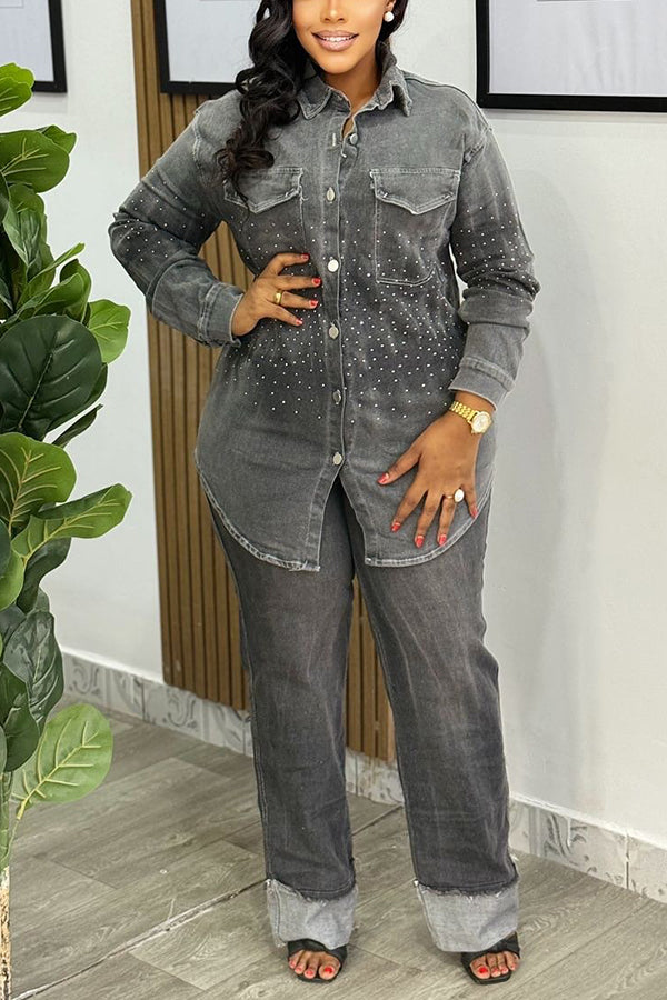 Chic Flap Pocket Shirt & Pants Set