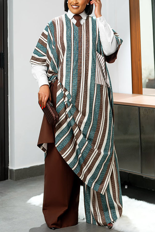 Stylish Striped Pocket Asymmetrical Hem Dress