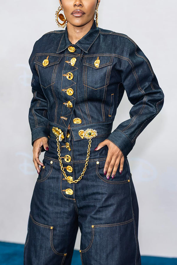 Stylish Button Up Denim Jacket