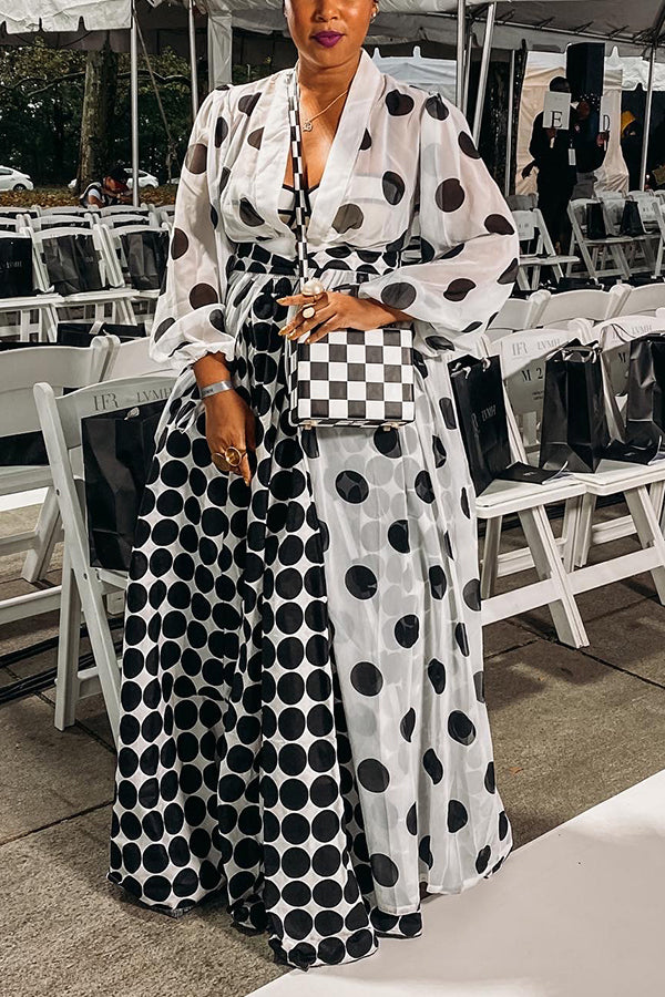 Stylish Polka Dot Print Top & Pants Set