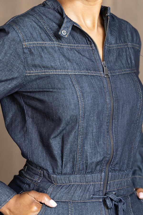 Stylish Zip Up Denim Jumpsuit