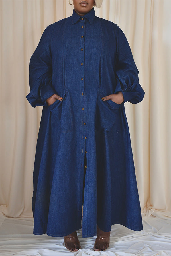 Fashion Denim Side Slit Pocket Dress