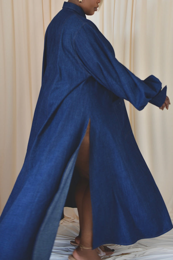 Fashion Denim Side Slit Pocket Dress