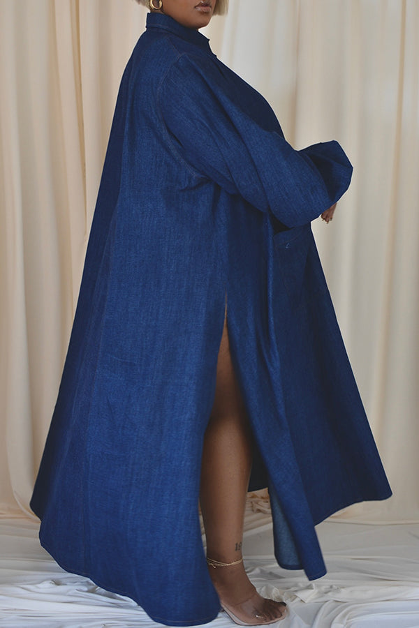 Fashion Denim Side Slit Pocket Dress
