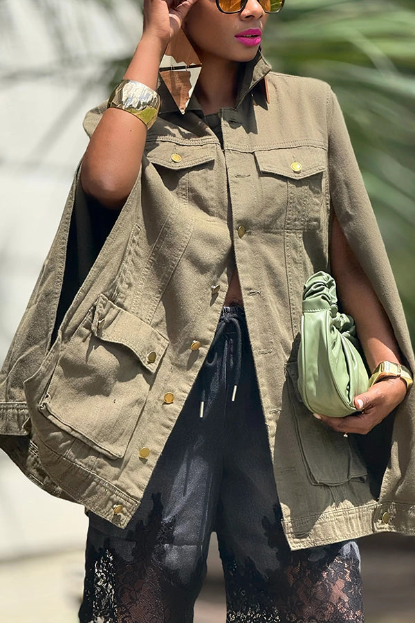 Vintage Denim Button-down Shawl