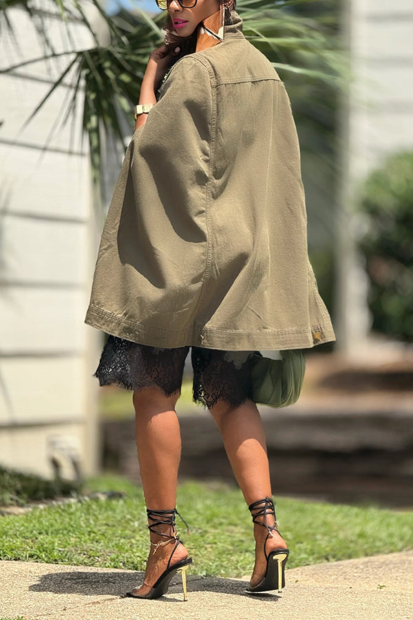 Vintage Denim Button-down Shawl