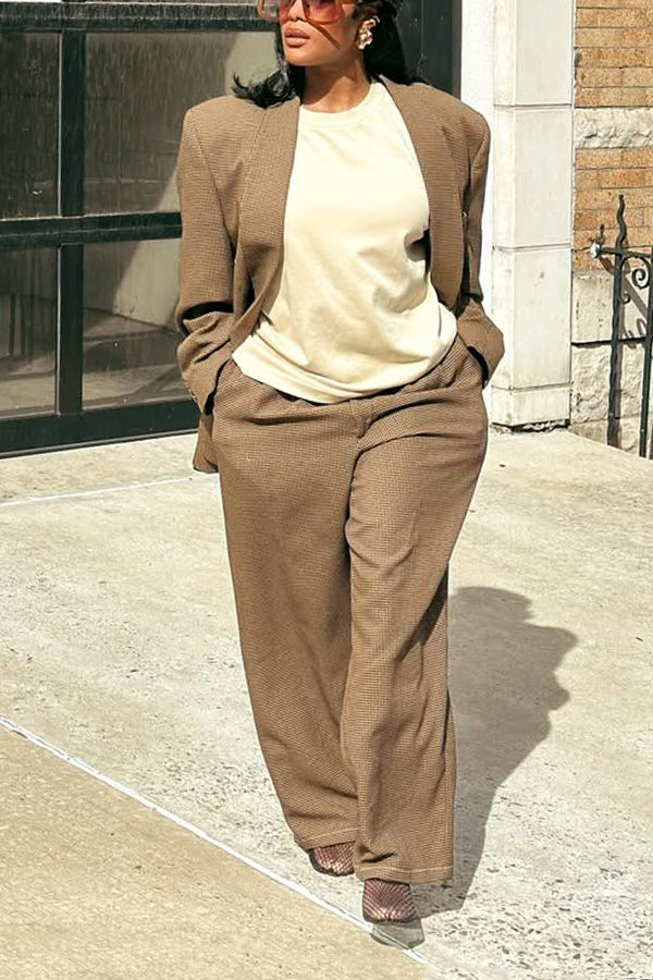 Vintage Shawl Collar Plaid Blazer & Pants Set