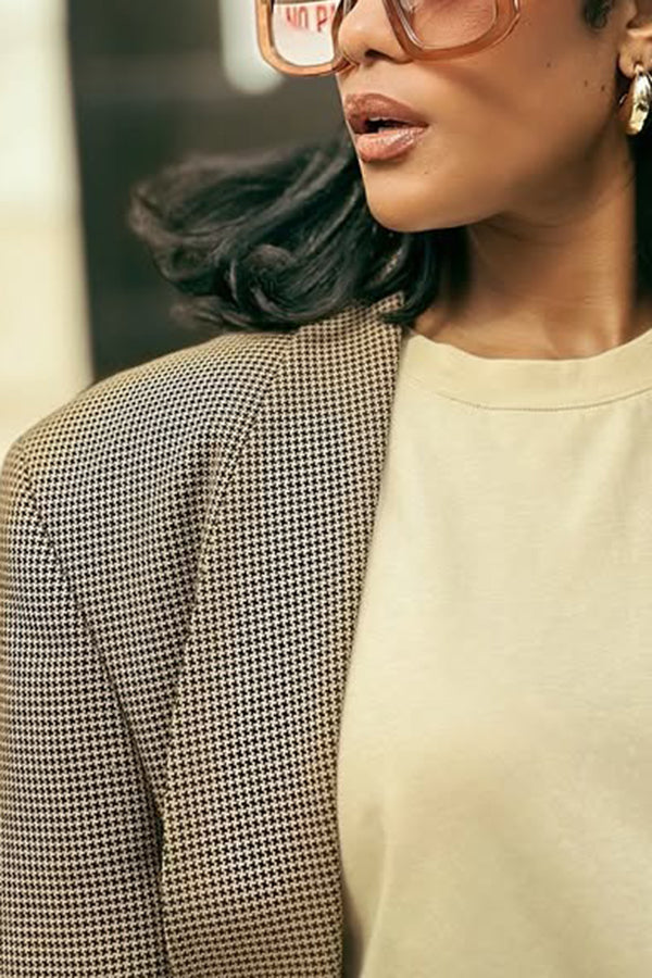 Vintage Shawl Collar Plaid Blazer & Pants Set