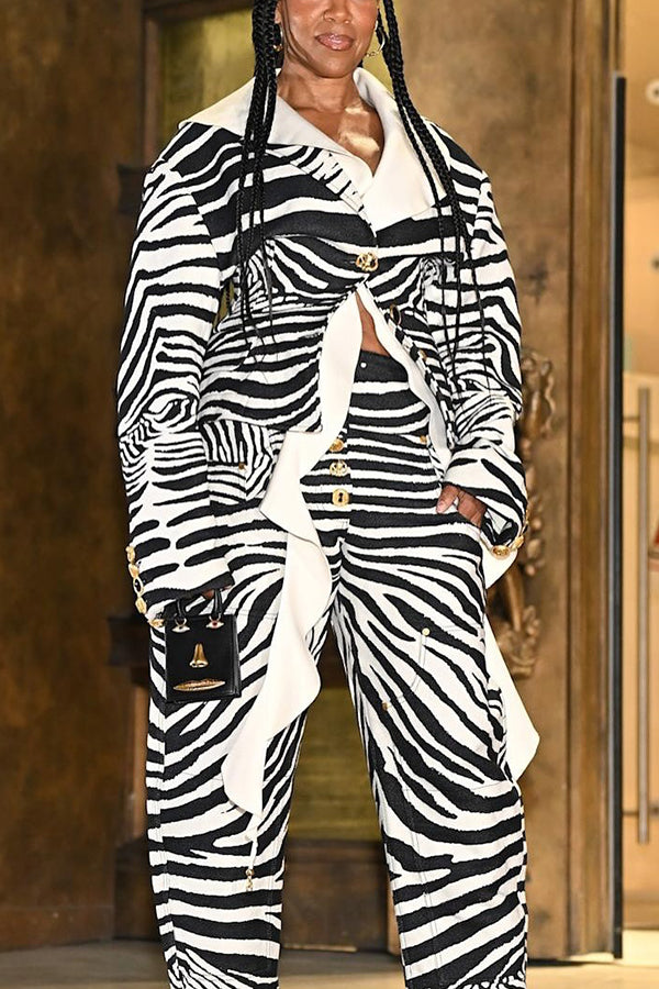 Stylish Button Up Striped Top & Pants Set