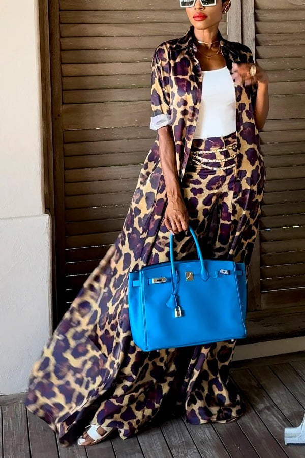 Stylish Leopard Print Top & Pants Set