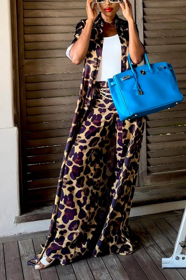 Stylish Leopard Print Top & Pants Set