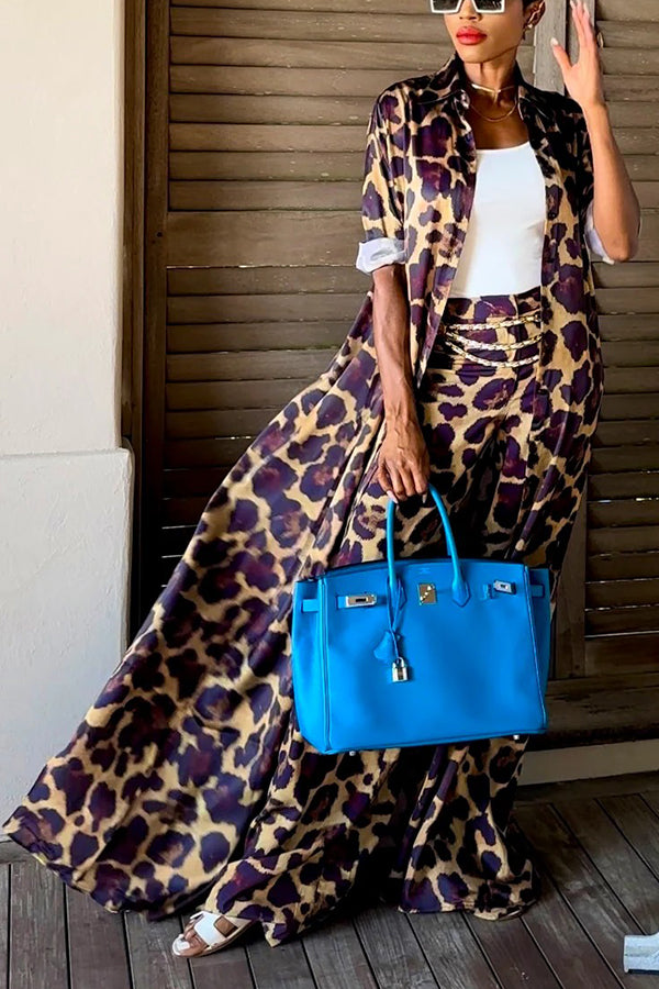 Stylish Leopard Print Top & Pants Set
