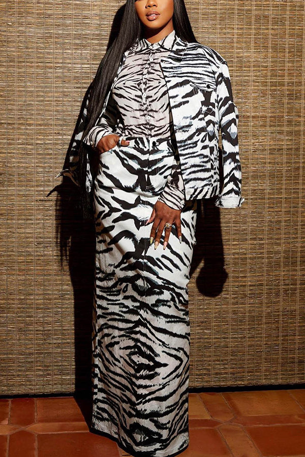 Stylish Animal Print Straight Skirt