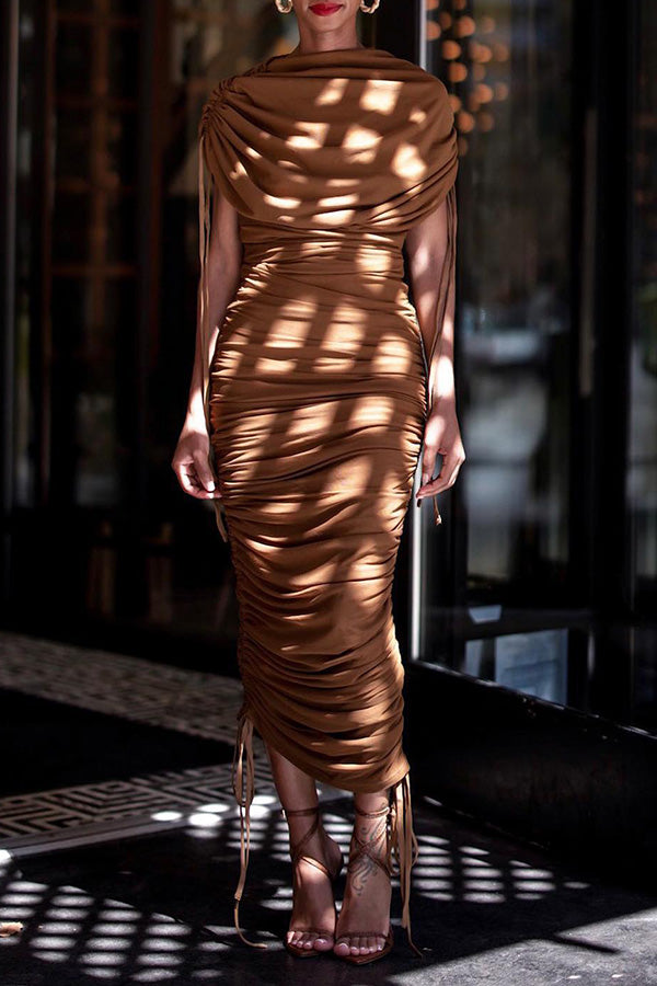 Gorgeous Drawstring Ruched Slim Dress