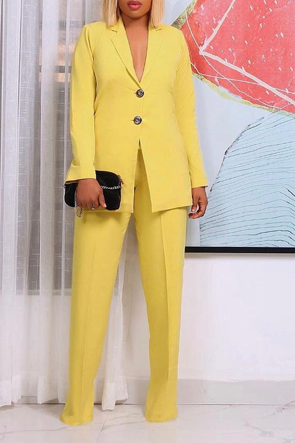 Lapel Neck Top & Pant Suits