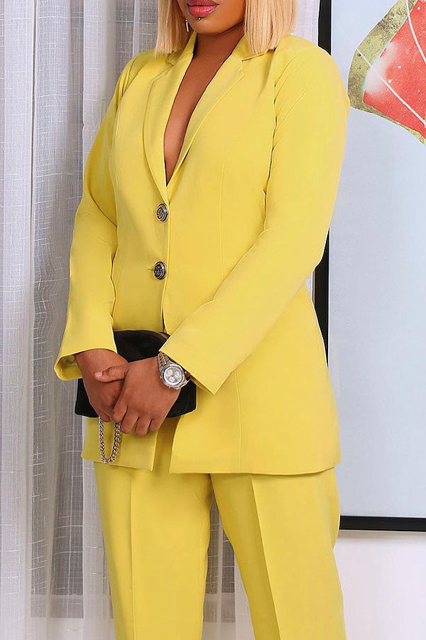 Lapel Neck Top & Pant Suits