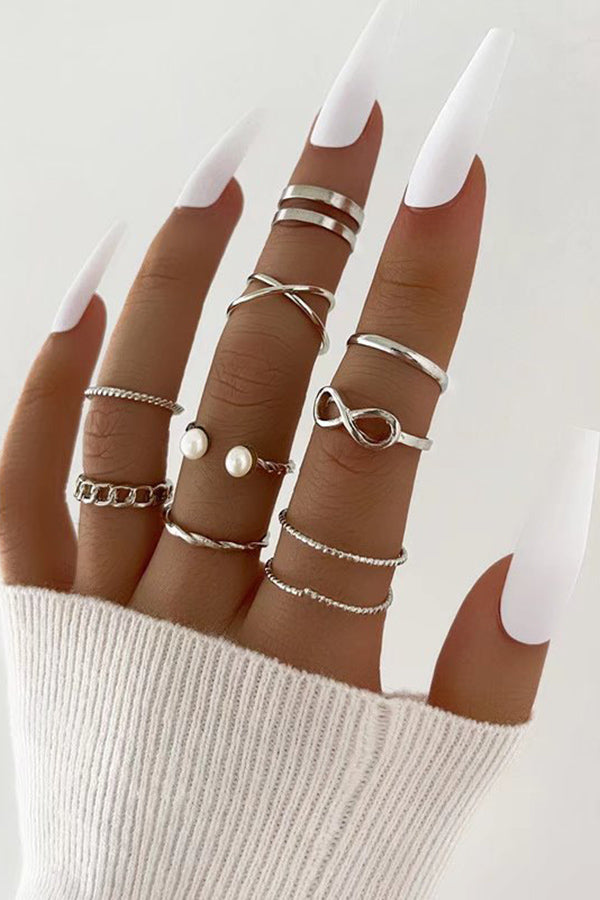 9 Pieces Knuckle Chain Rings Set