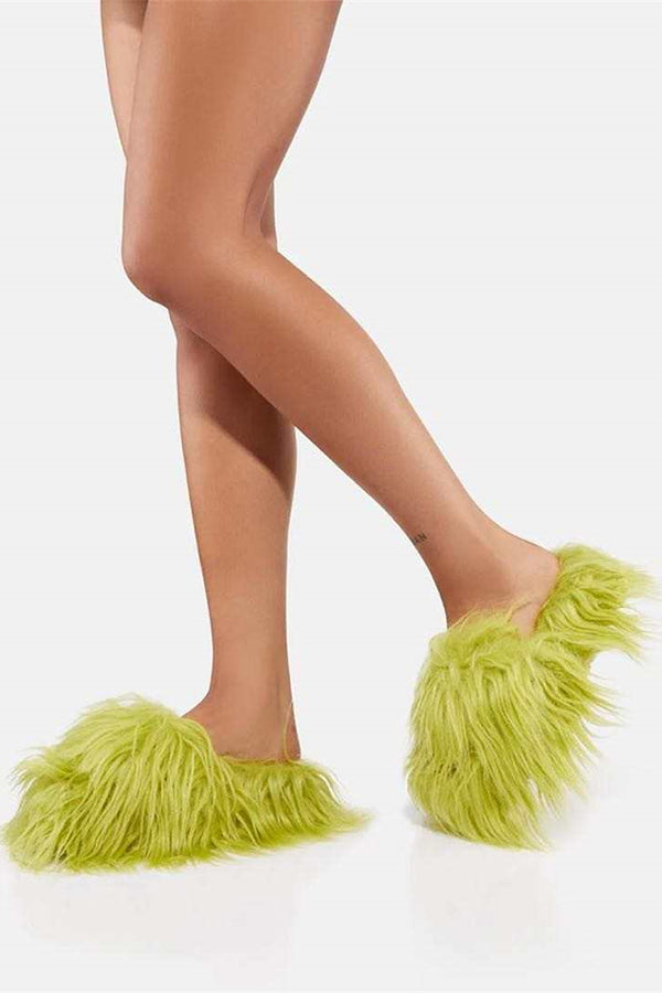 Chic Solid Color Furry Slippers 