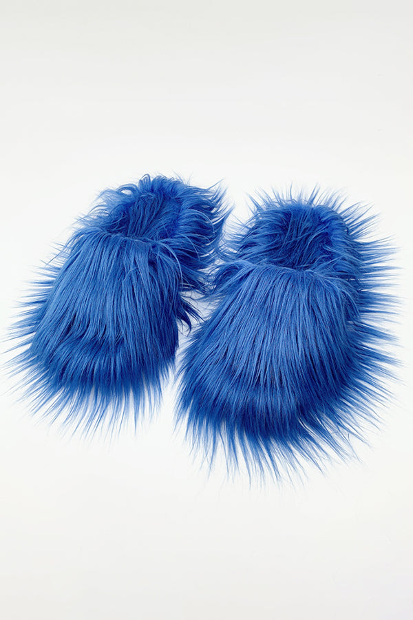 Chic Solid Color Furry Slippers 