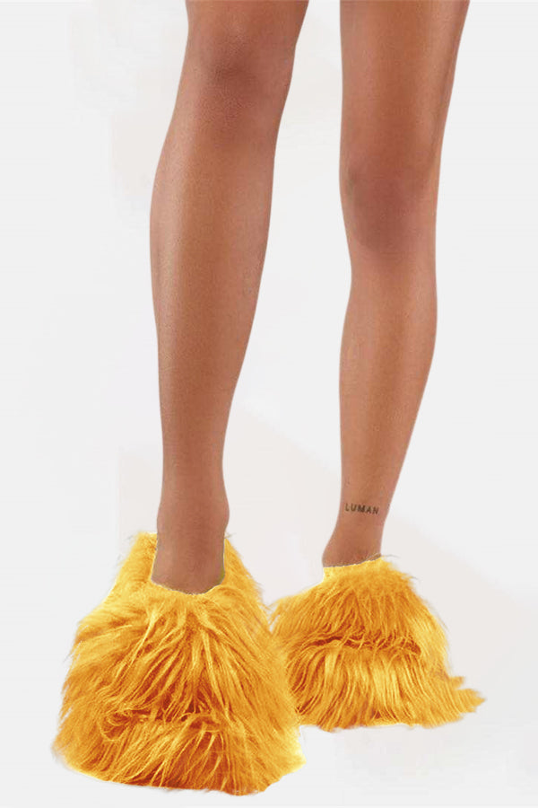 Chic Solid Color Furry Slippers 