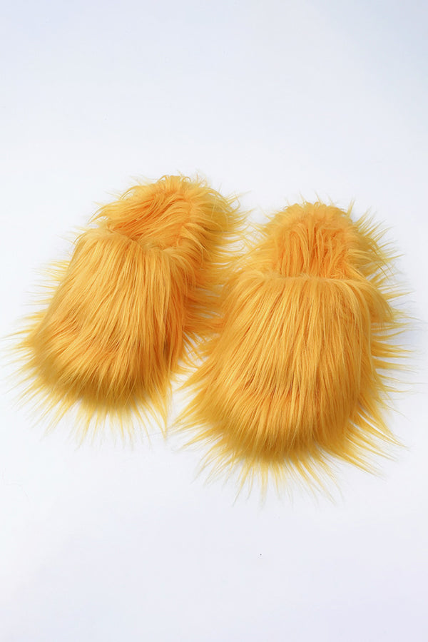 Chic Solid Color Furry Slippers 