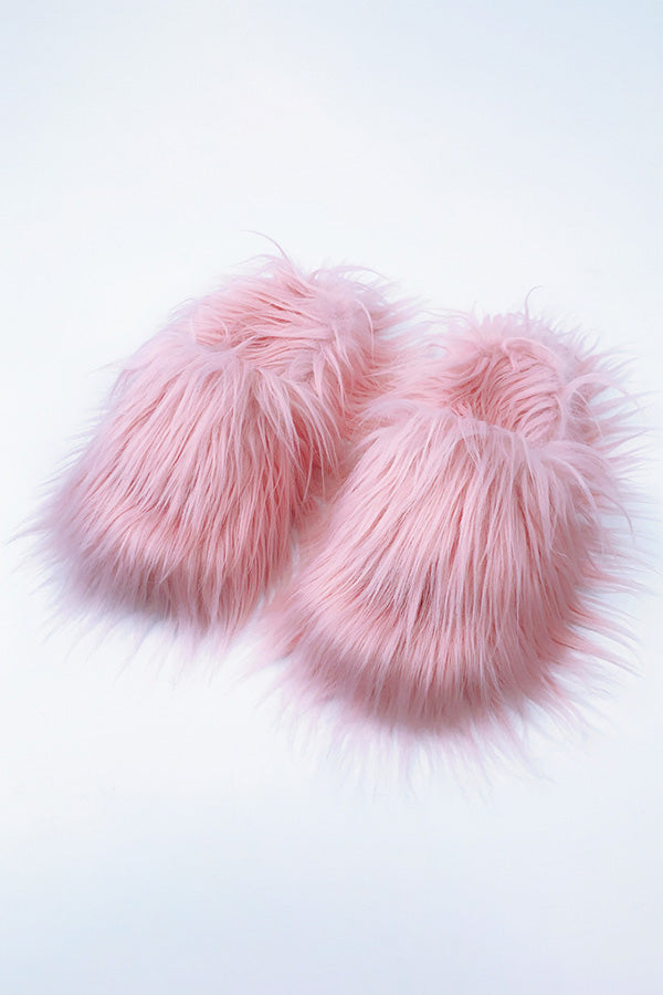 Chic Solid Color Furry Slippers 