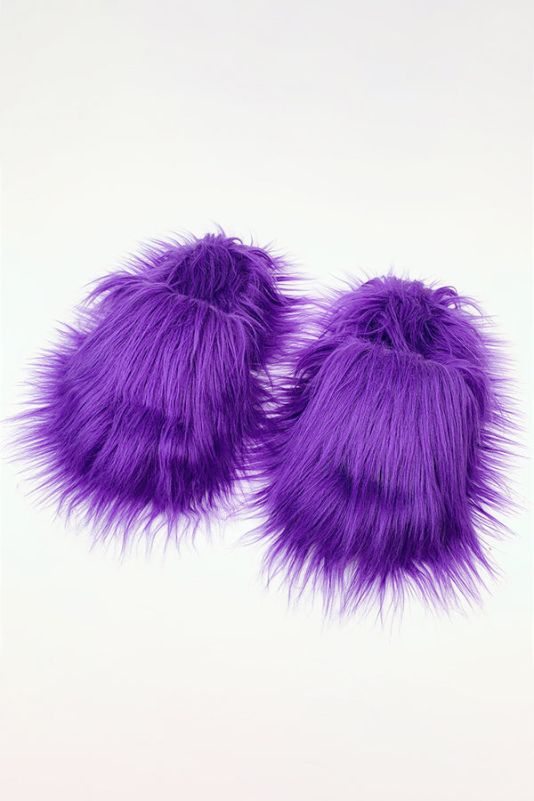 Chic Solid Color Furry Slippers 